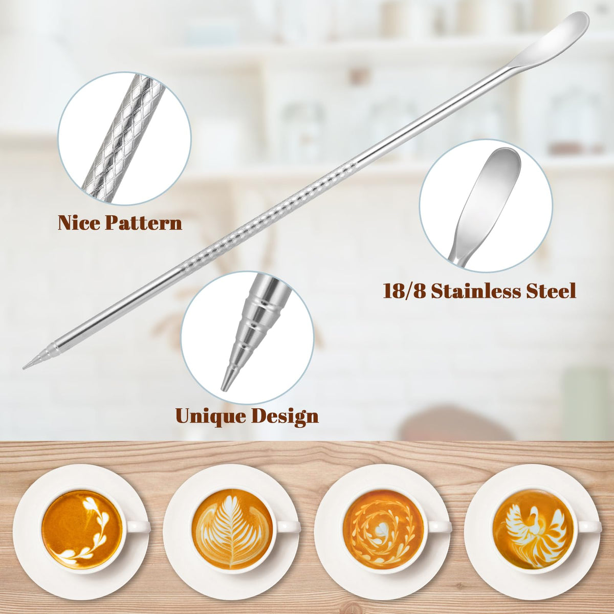 Amrules Milk Frothing Pitcher, 20oz Milk Frother Cup with Clear Scale, 304 Stainless Steel