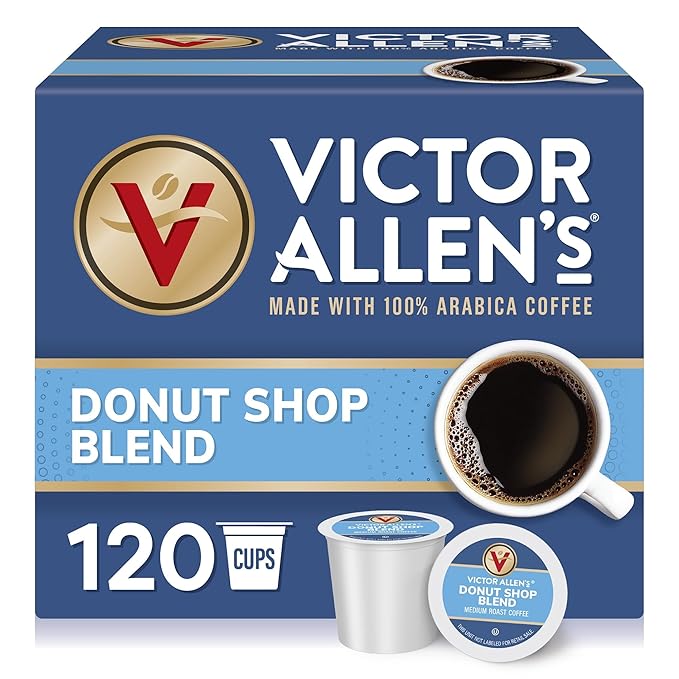 Victor Allen's Coffee Donut Shop Blend, Medium Roast, 120 Count, Single Serve Coffee Pods for