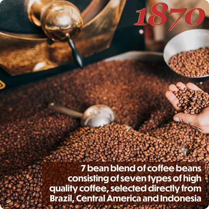 1870 by Caffe Barbera: Mago Whole Bean Roasted Coffee, Aromatic Intense & Fruity 7 Bean Blend by