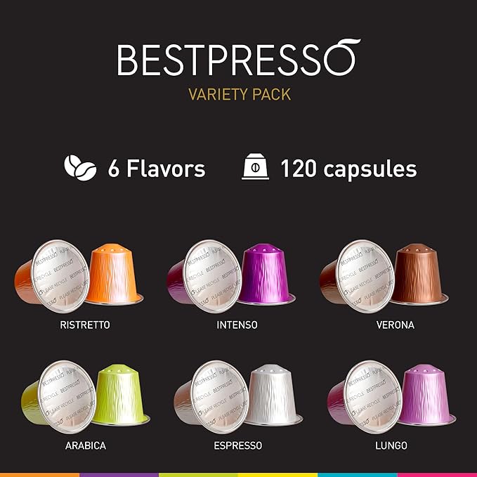 Bestpresso Coffee for Nespresso OriginalLine Machine 120 pods Certified Genuine Espresso Variety