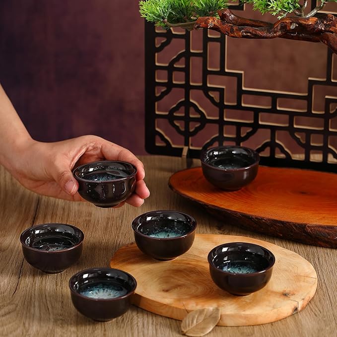 Skyley 6 Pieces Korean Soju Shot Glasses Sets Porcelain Cups Korean Ceramic Cups Tea Accessories