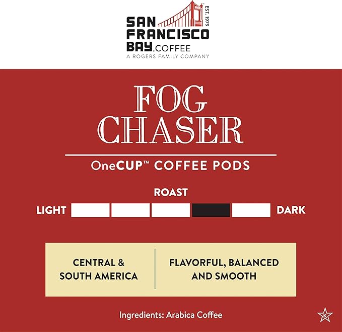 San Francisco Bay Compostable Coffee Pods - Fog Chaser (12 Ct) K Cup Compatible including Keurig