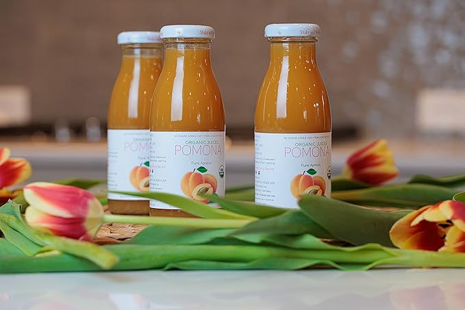 Pomona Organic Apricot Juice, Cold Pressed USDA Organic Juices, 100% Apricots, No Added Sugar, Not
