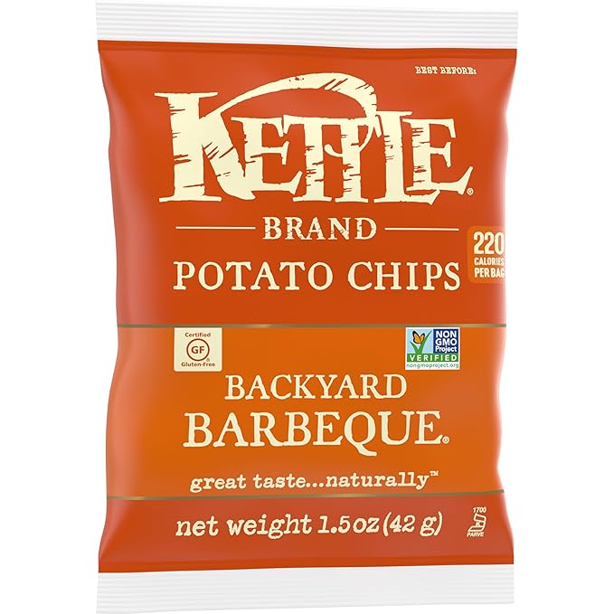 Kettle Brand Potato Chips, Backyard Barbeque Kettle Chips, Snack Bag, 1.5 Oz