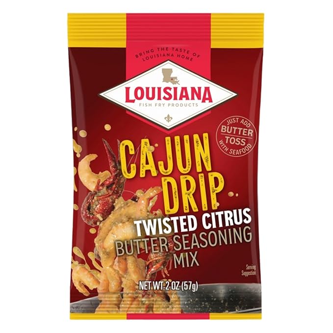 Louisiana Fish Fry Cajun Drip 2oz Bag - Seafood Seasoned Butter Sauce - Elevate your boiled seafood