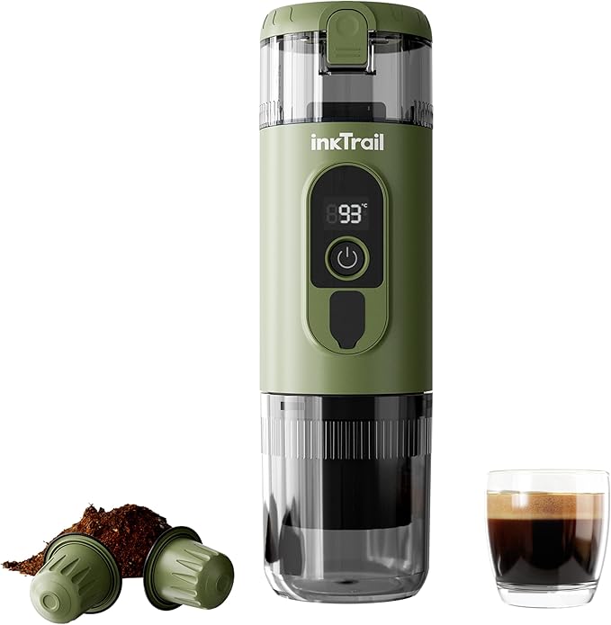 InkTrail Portable Electric Espresso Machine,Travel Coffee Maker for Camping, Self-Heating with