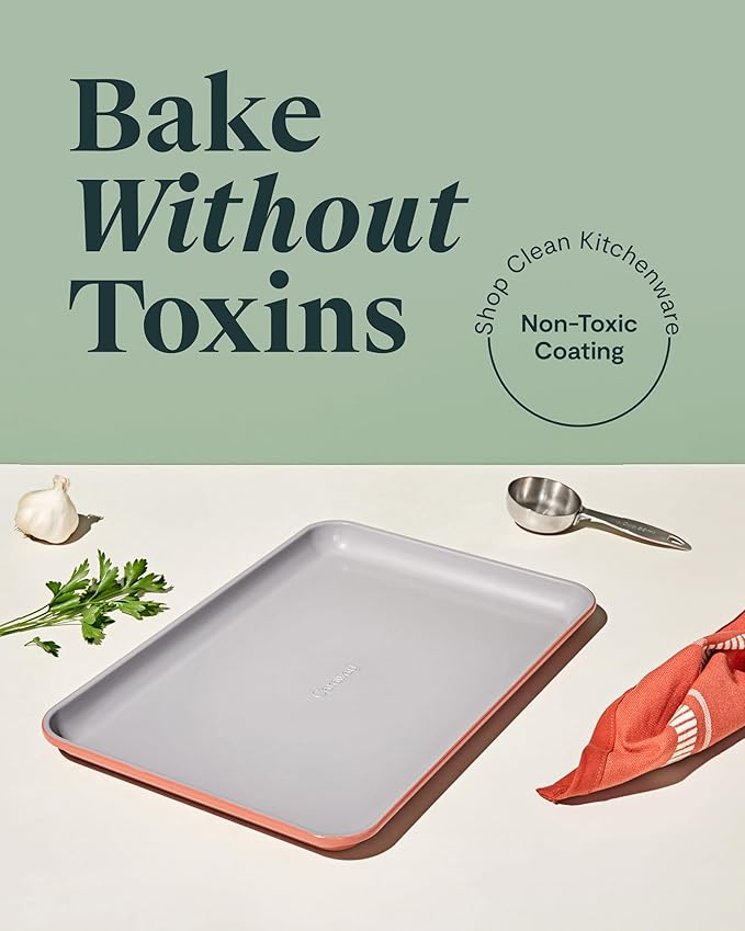 Caraway Non-Stick Ceramic Medium Baking Sheet - Naturally Slick Ceramic Coating - Non-Toxic, PTFE &