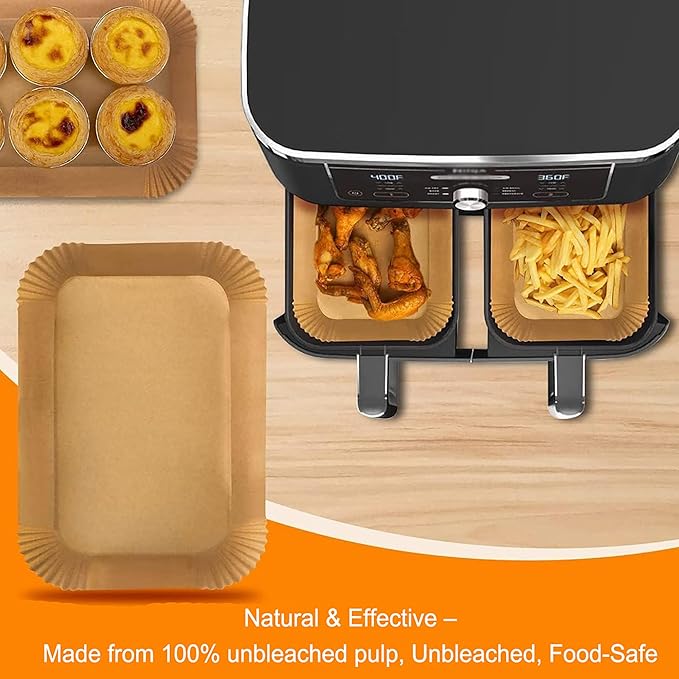 Air Fryer Disposable Paper Liner, 200 Pack Baking Paper for Ninja Foodi DZ201 DZ401 Dual Air Fryer