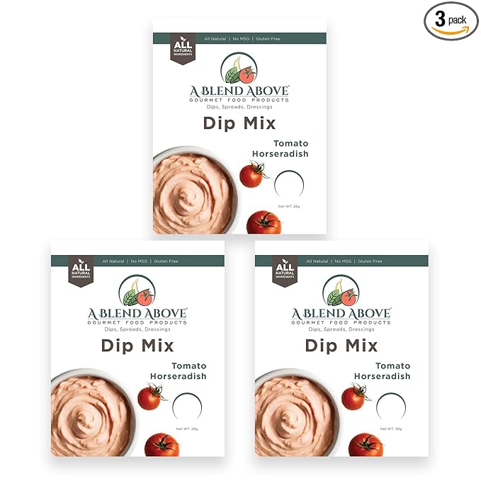 A Blend Above Tomato Horseradish Dip Mix, 3 Packs, 1 oz. Each, Makes 16 Ounces, Gluten-Free, No