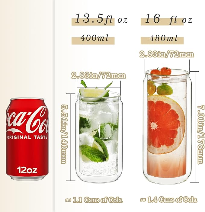 LIBWYS 16oz Double Wall Drinking Glass Cup with Bamboo Lid and Straw, 1 Pc Set ??Condensation