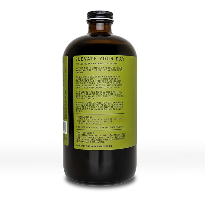 Explorer Organic Chai Tea Concentrate, Magician Spiced Honey, Drink Iced or Hot, 32 fl oz, Makes 8
