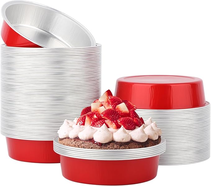 Beasea Disposable Baking Cups, 100 Pack 7.3oz 215ml Aluminum Ramekins Foil Baking Cups 4" Ramekin