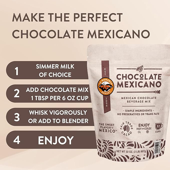 Mexican Hot Chocolate, 32 Ounce (2lb), Authentic Mexican Style Hot Chocolate Mix with Organic Cacao