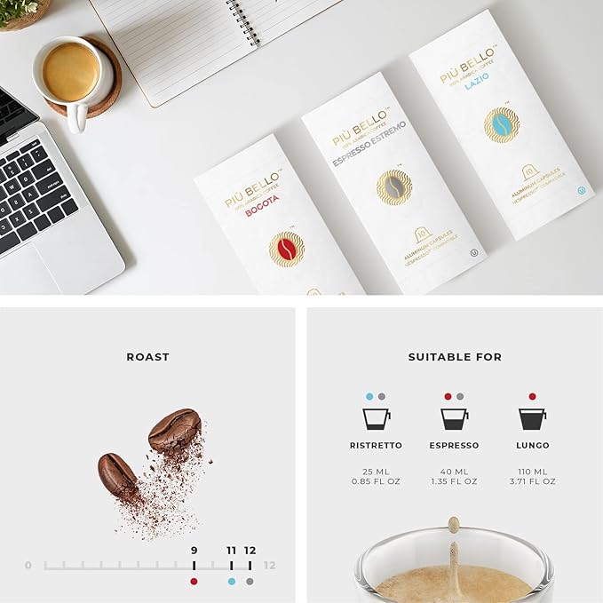 Piu Bello Espresso Coffee Pods for Nespresso Original Machines – Variety Pack – Compatible Capsules