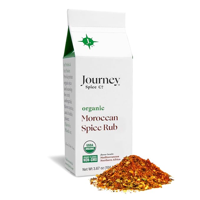 Organic Moroccan Spice Rub by Journey Spice Co. | Salt-Free, Sugar-Free, MSG-Free, Non-GMO |