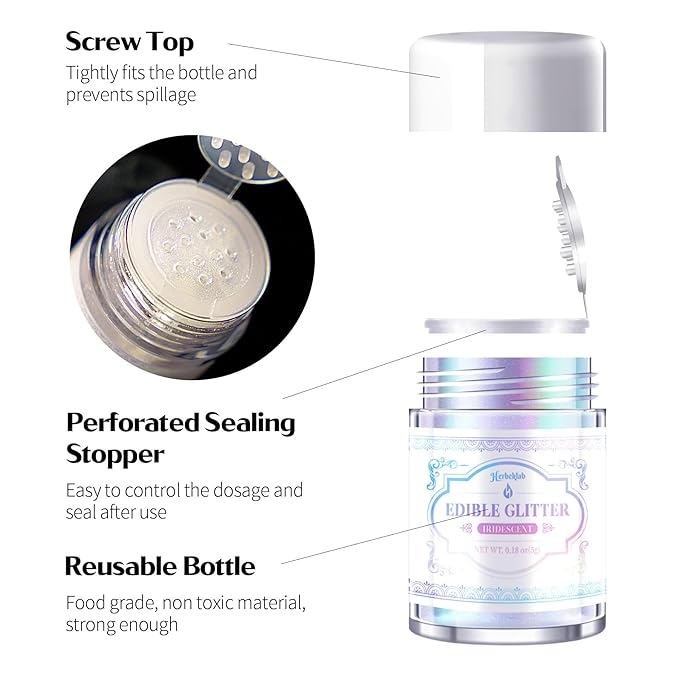 Iridescent Edible Glitter ??5g Rainbow Luster Dust Drink Glitter, Food Grade Shimmer Powder for