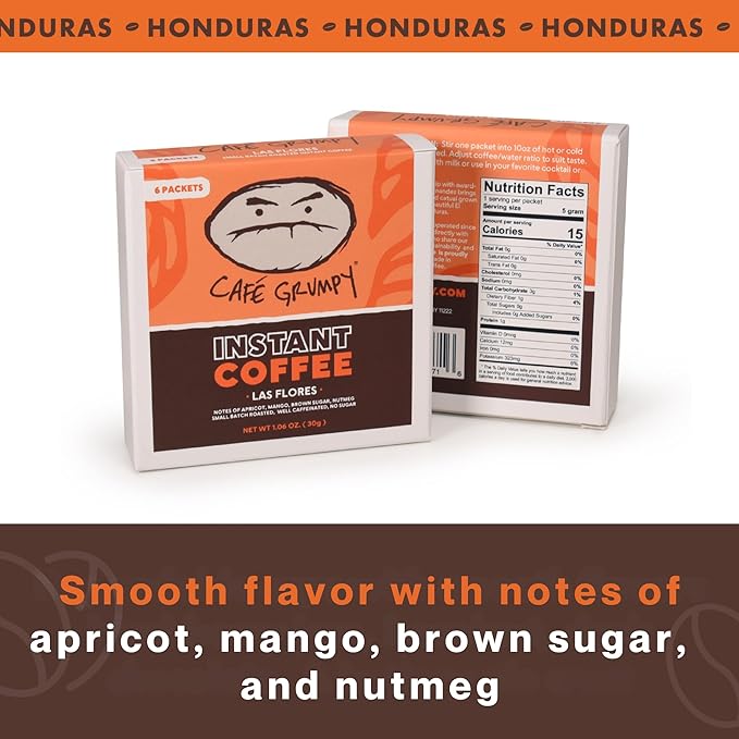 Café Grumpy Instant Coffee Single Serve, Honduras Medium Roast Arabica Blend Packets, Quick Prep