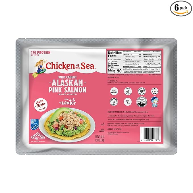 Chicken of the Sea Pink Salmon in Spring Water, Wild Caught, Skinless & Boneless, Foodservice Size