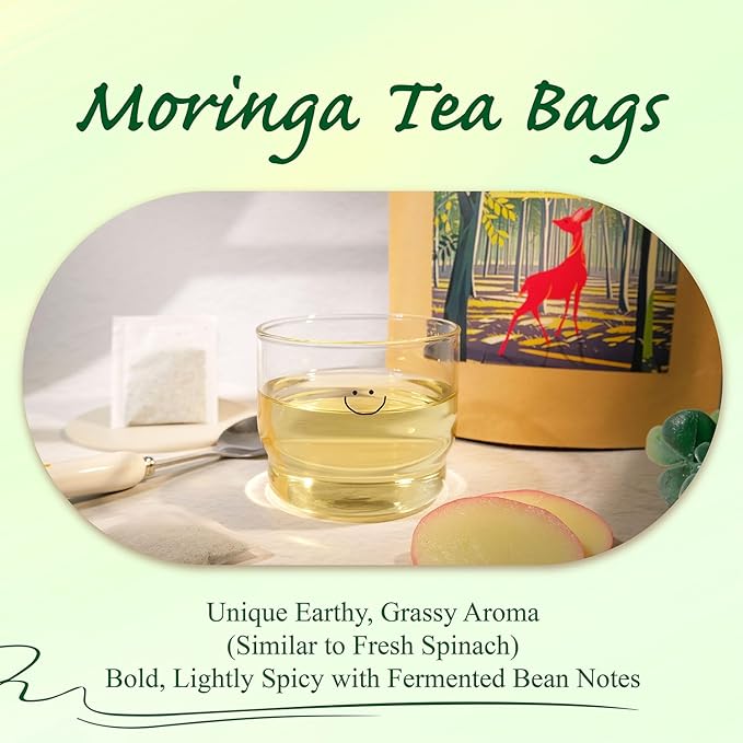 WT WEETEE Moringa Tea Bags 100 Count, 100% Pure Dried Moringa Leaves, Caffeine Free Nutrient-Dense