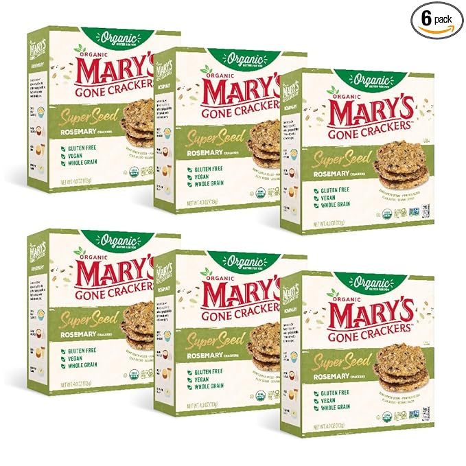 Mary's Gone Crackers Super Seed Crackers, Rosemary, 4 Ounce (Pack of 6), Organic Plant Based