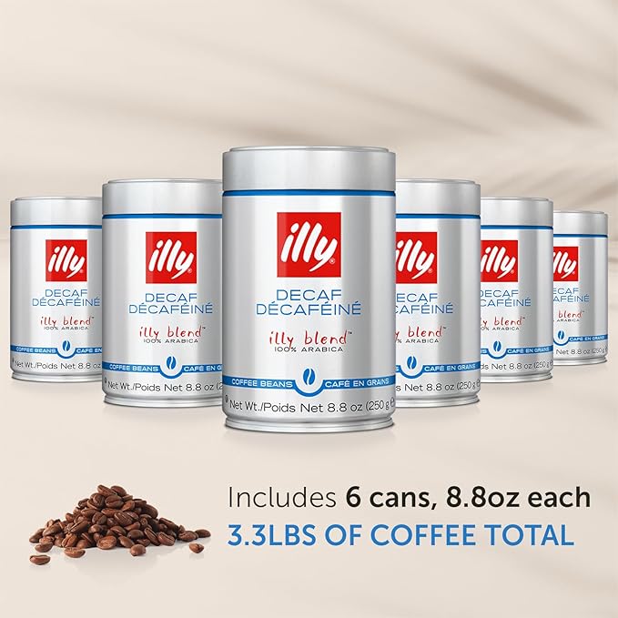illy Whole Bean Coffee - Perfectly Roasted ??Classico Decaf Roast - with Notes of Caramel, Toasted