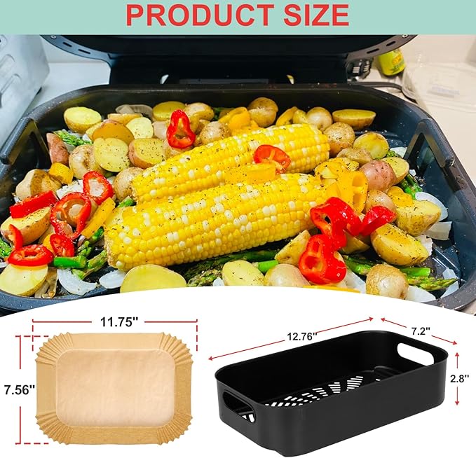 Air Fryer Basket & Paper Liner for Ninja FG551 Foodi Smart XL 6-in-1 Indoor Grill,Non-Stick Air