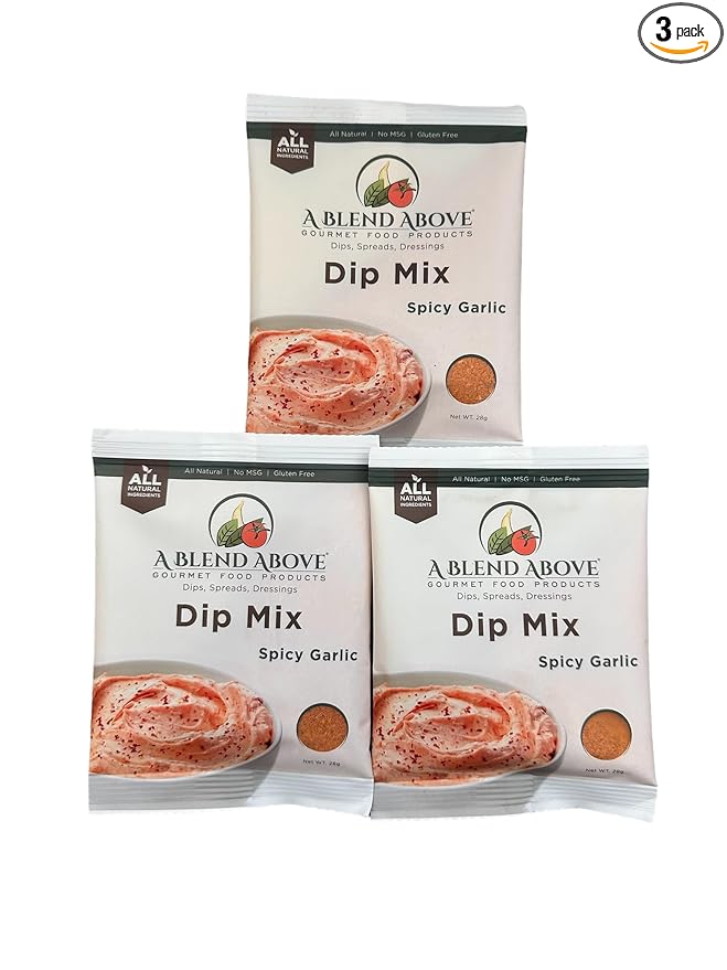 A Blend Above Spicy Garlic Dip Mix for Gourmet Appetizers for Parties, 1 oz Packet (3 Pack), Spicy