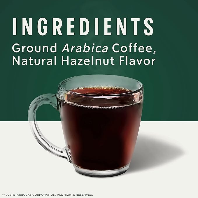 Starbucks K-Cup Coffee Pods, Hazelnut Flavored Coffee, Naturally Flavored, 100% Arabica, 6 boxes