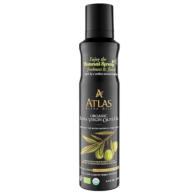 Cooking Oil by Atlas, Extra Virgin Olive Oil Spray, Dual Function Spray and Stream, 5.4 fl oz, Non