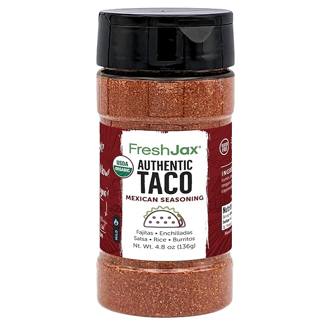 FreshJax Premium Gourmet Spices and Seasonings (Organic Taco Seasoning: Mexican Blend) Large 4.8 oz