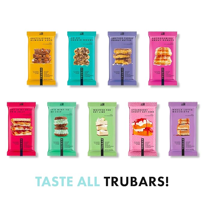 TRUBAR Vegan Protein Bar, Get In My Belly Pb & Jelly, Gluten Free, Plant Based, High Fiber, Dairy