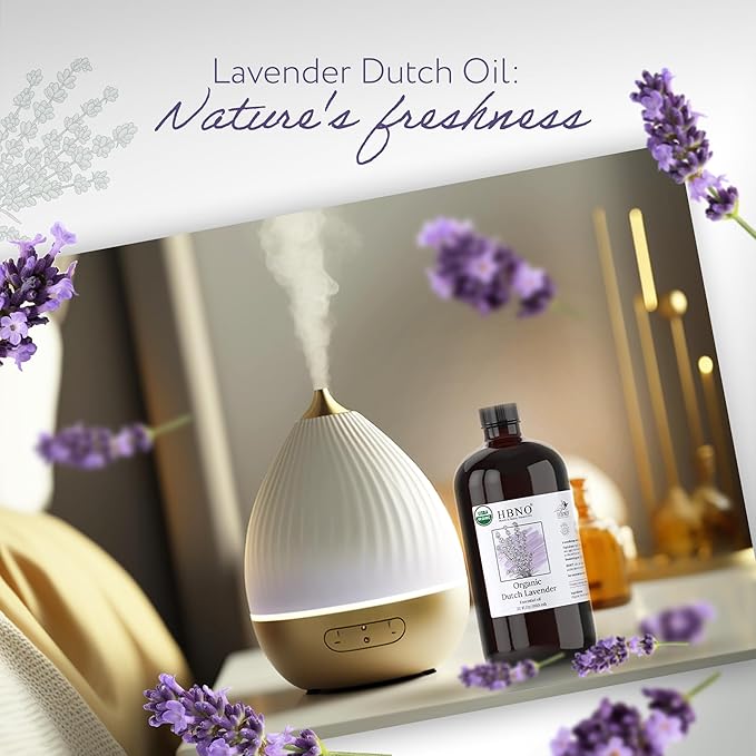 HBNO Organic Lavender Dutch Oil - 32 oz (950 ml) Large Size - Ideal for Shampoos, Conditioners
