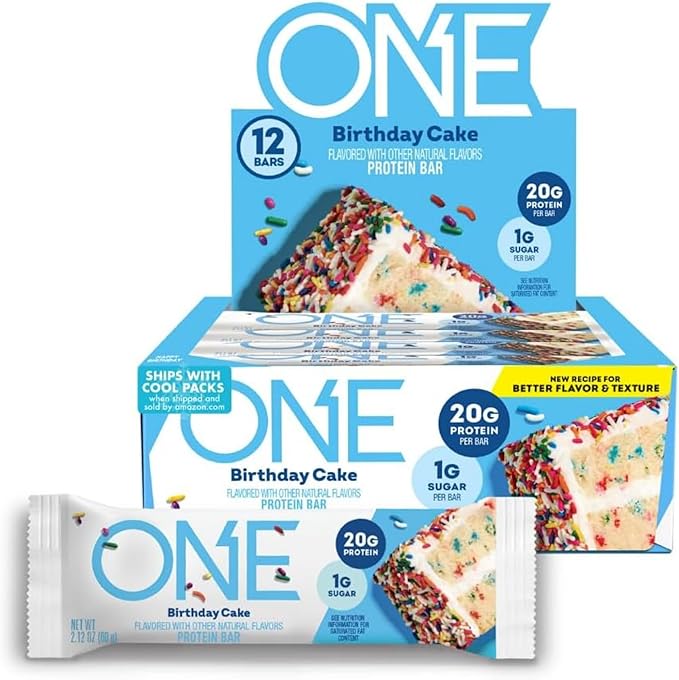 ONE Protein Bars, Birthday Cake, Gluten Free with 20g Protein and 1g Sugar, Pantry Staples, 2.12 oz