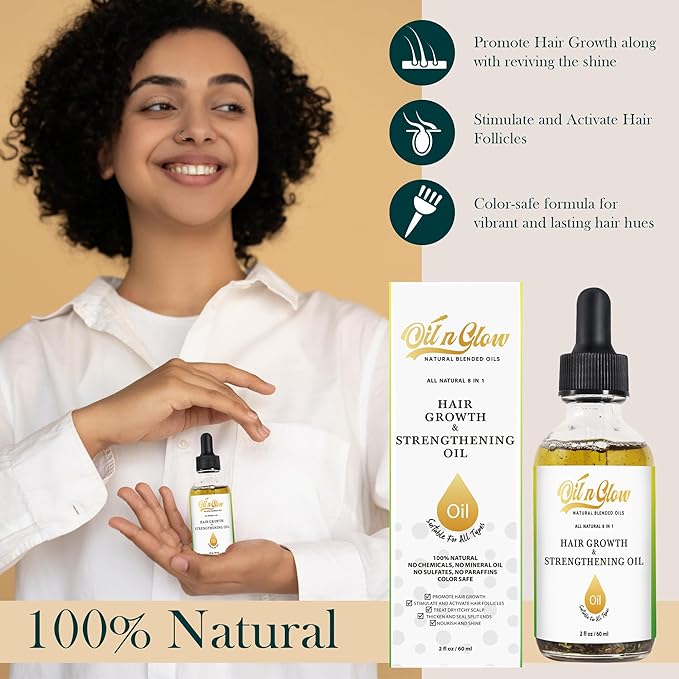 USDA Certified Organic 9 in 1 Natural Hair Growth Serum & Strengthening Oil with Rosemary, Castor