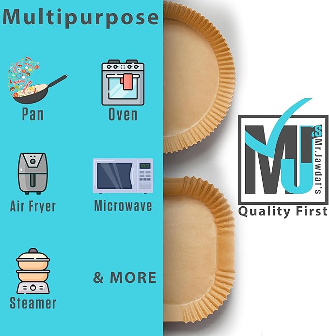 ((Extra Strong)) Air Fryer Disposable Paper Liner 100Pcs, Mr.Jawdat's Strong AirFryer Liners