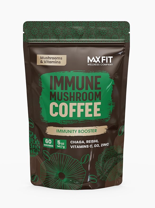 Immunity Mushroom Coffee (60 Servings) Mental Focus Plus Wellness Boost for Immune System Support