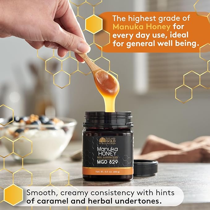 Nature’s Gold Raw Manuka Honey, MGO 829+ | Authentic MGO, Australian Honey, Non-GMO, 100% Pure