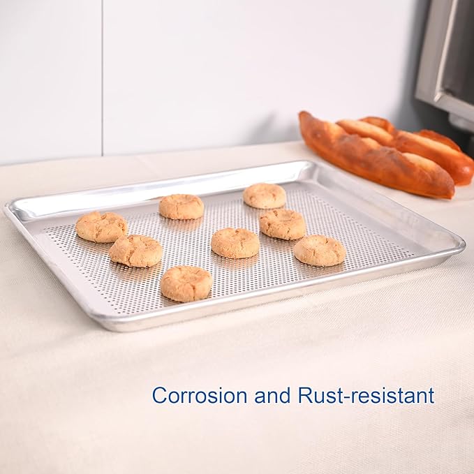 HARDURA Aluminum Perforated Baking Sheet Pan 18”L X 13”W X 1”H Cookie Sheet, 6Packs, For Oven in