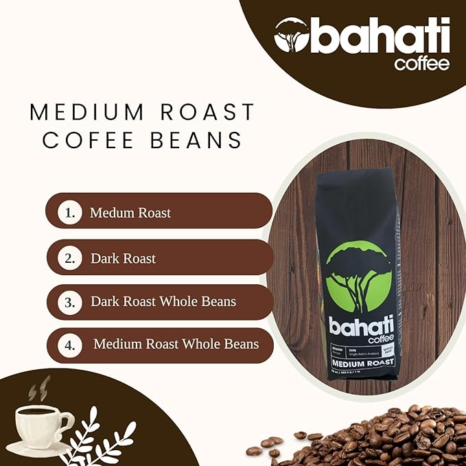 Kenya AA Grade Roasted Arabica Coffee Beans from Kenyan Highlands - 100% Pure Arabica Coffee