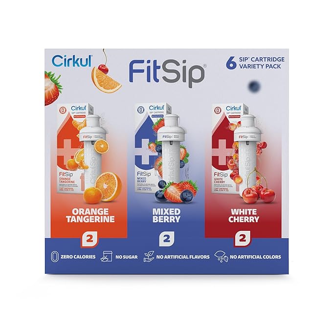 Cirkul FitSip Flavor Cartridge Variety Pack with Electrolytes, 6-Pack (2 Mixed Berry, 2 White