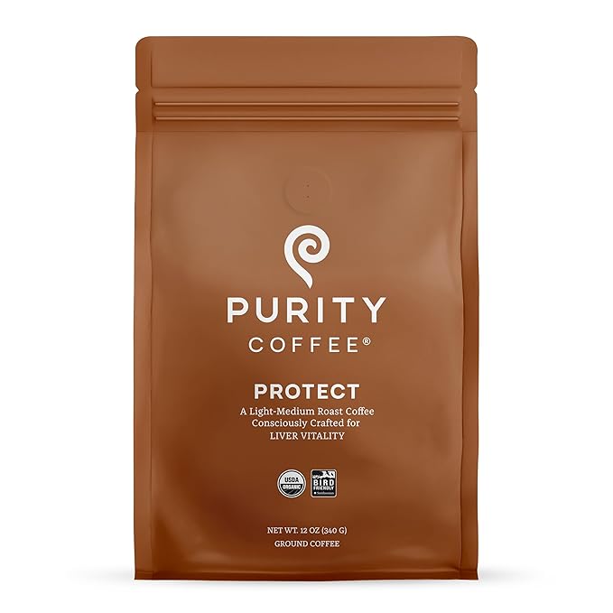 Purity Coffee PROTECT Light-Medium Roast Ground Coffee for Liver Vitality - USDA Organic and