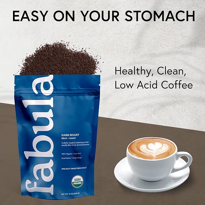 Fabula Coffee Dark Roast Freshly Ground - Organic - Low Acid - Single Origin - Non-GMO - Mold Free
