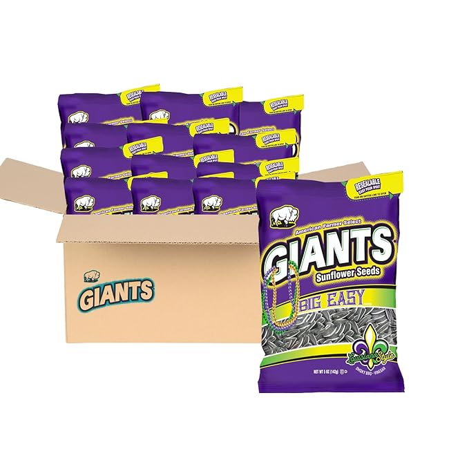GIANTS Big Easy Sunflower Seeds - Sunflower Seeds to Eat, High Protein Snack, Smoky BBQ & Vinegar
