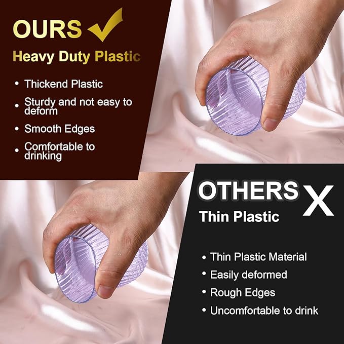 40 Pack Plastic Ribbed Wine Glasses, 14Oz Origami Disposable Wine Glasses Unbreakable Clear Plastic