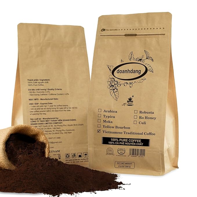 doanhdang - 17 Oz Traditonal Vietnamese Coffee Blend, Arabica, Robusta, Culi with Caramel Ground