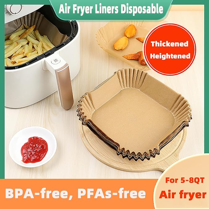 Air Fryer Liners Disposable,400PCS Victoyaw 9 Inch Square Air Fryer Parchment Paper Liners for