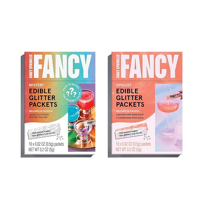 Fancy Sprinkles VIP Set (Opulust and Mystery) Edible Glitter Packets Portable & On-The-Go for