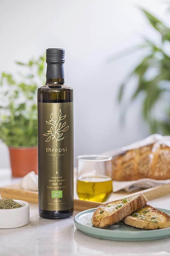 Threpsi Organic Extra Virgin Olive Oil | Extracted Cold | 100% Koroneiki Olives | Grown by Small