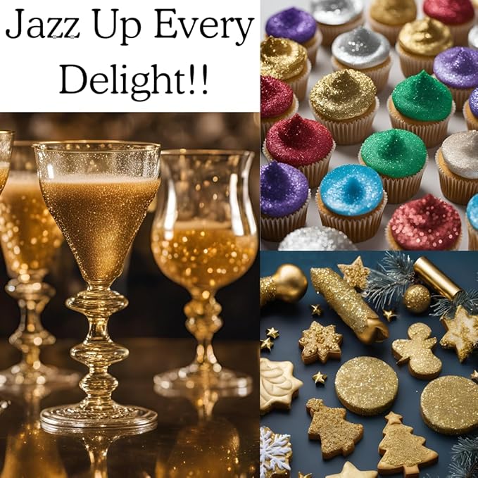 Dazzle Dust Edible Glitter Sprinkles for Cake Decorating, Drinks, Cookie, Icing, Dessert