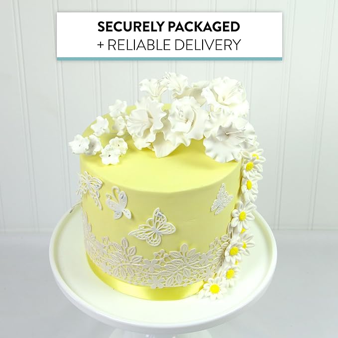 Sugar Blossom Cake Spray – Gumpaste Flowers for Cake Decorating – White Cherry Blossoms with Green